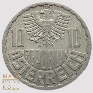 Obverse side 10 Groschen Austria 1975