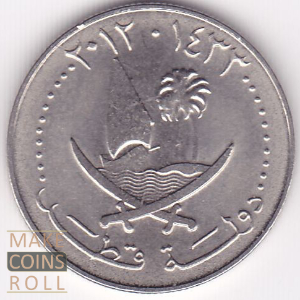 Obverse side 25 dirham Qatar 2012