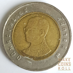 Obverse side 10 Baht Thailand 2008