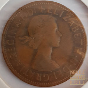 Obverse side 1 Penny United Kingdom 1967