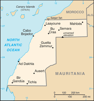 Map of Western Sahara